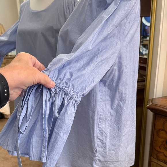 J. Crew Sky Blue Blouse with Ruffled Sleeves - Picture 6 of 12